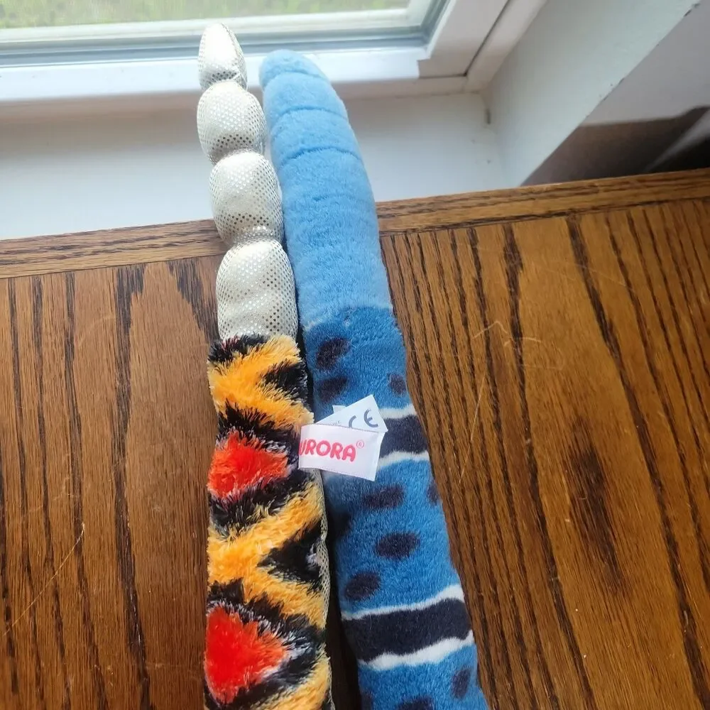 Lot of 2 Stuffed Plush Rattle snakes Aurora Copperhead & Wild Republic Blue Rock